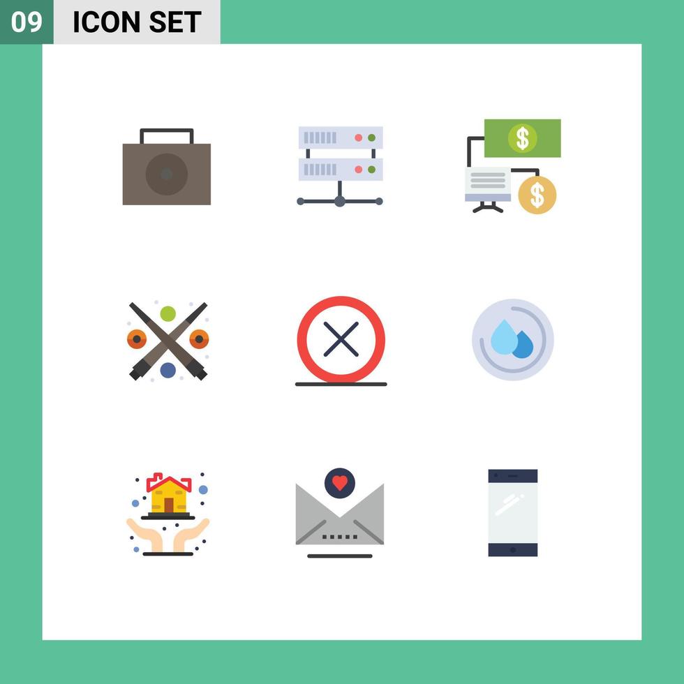 9 Thematic Vector Flat Colors and Editable Symbols of medical exit billiard delete cancel Editable Vector Design Elements