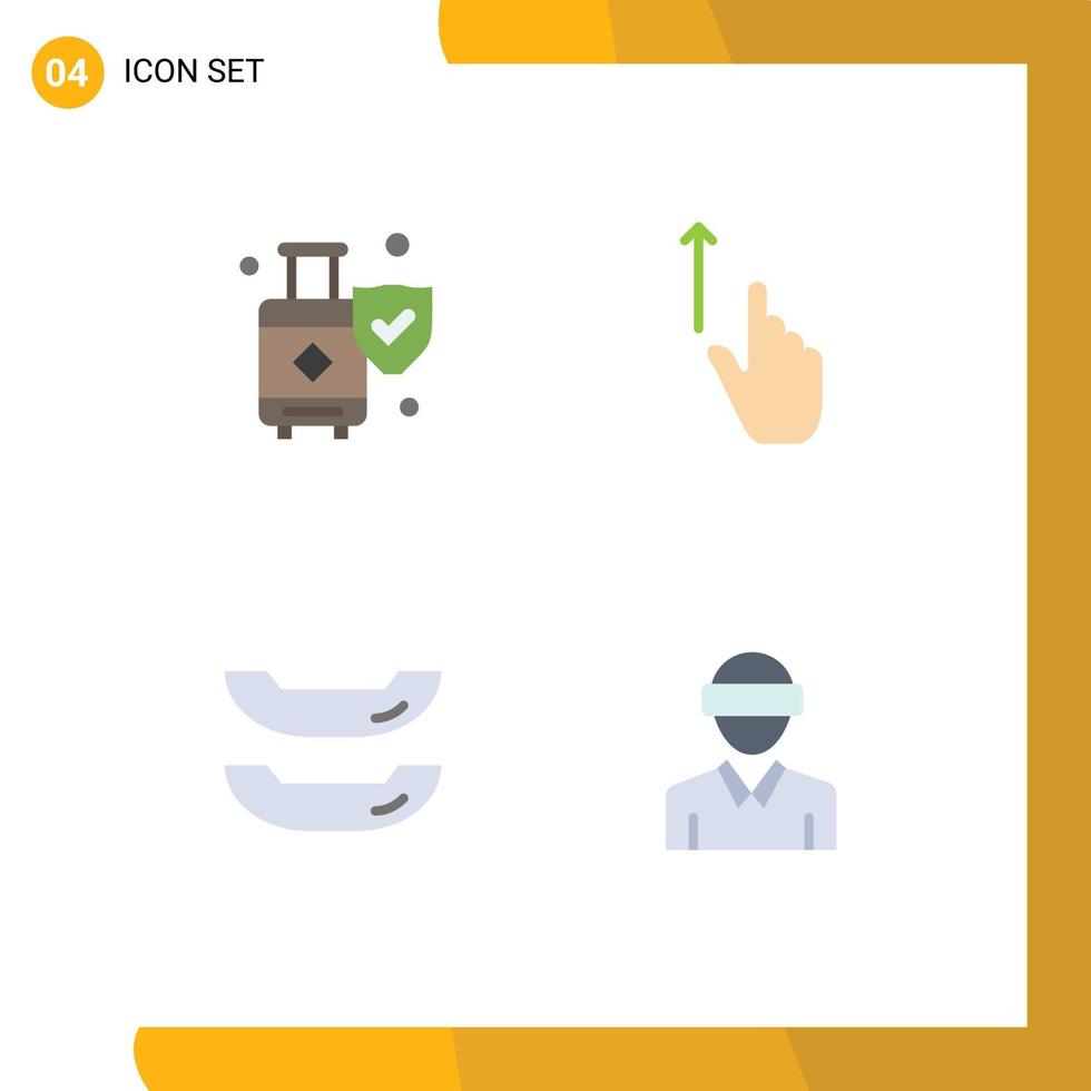 Group of 4 Flat Icons Signs and Symbols for insurance boat suitcase gesture glasses Editable Vector Design Elements