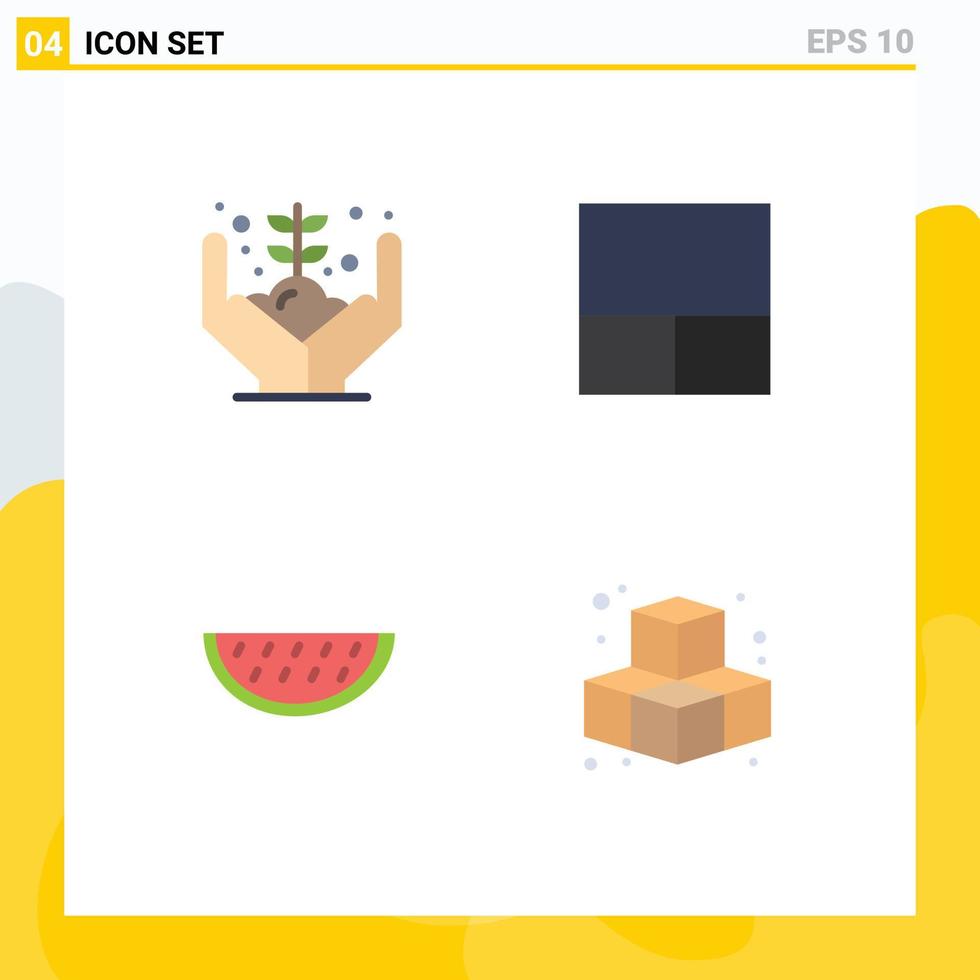pictograma conjunto de 4 4 sencillo plano íconos de crecimiento agua planta frutas juego editable vector diseño elementos