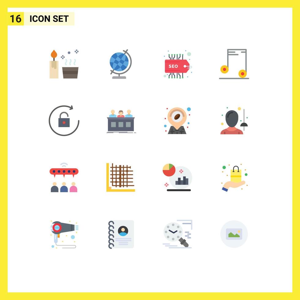 16 Flat Color concept for Websites Mobile and Apps contest unlock seo rotate school Editable Pack of Creative Vector Design Elements