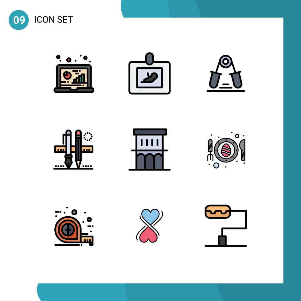 9 Creative Icons Modern Signs and Symbols of scale pen ultrasound stationary exercise Editable Vector Design Elements