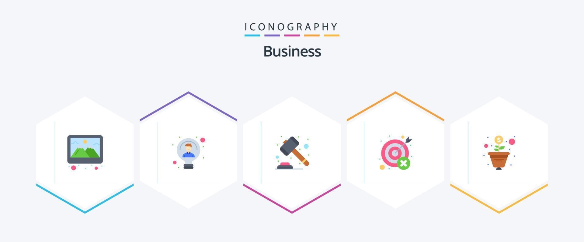 Business 25 Flat icon pack including wrong. mistake. user. miss. law vector