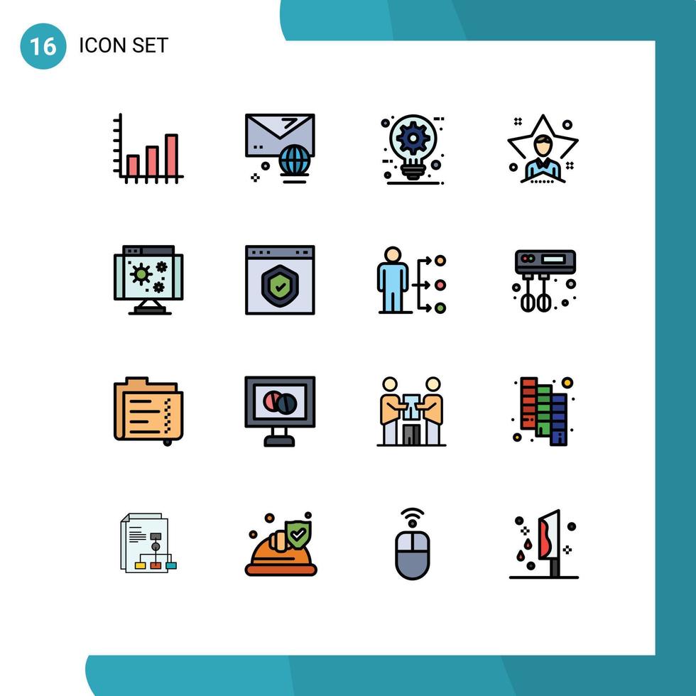 16 Universal Flat Color Filled Line Signs Symbols of man user architect star idea Editable Creative Vector Design Elements