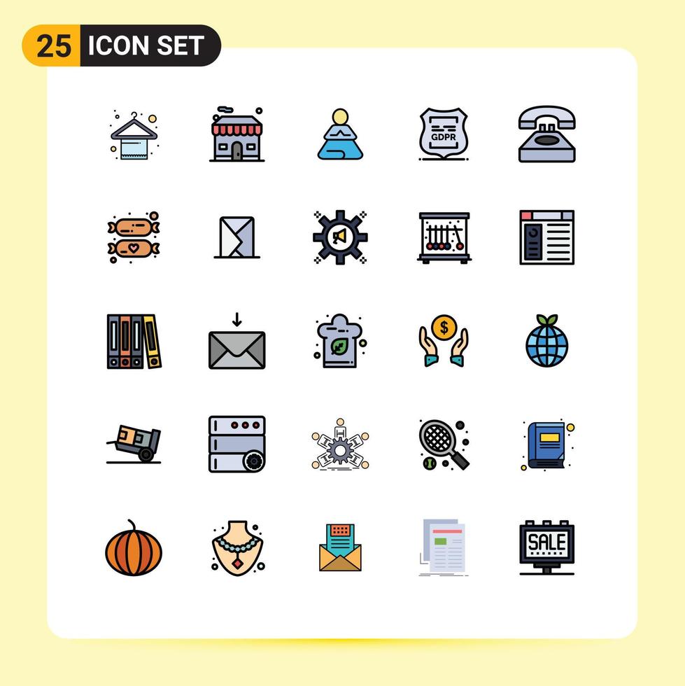 Universal Icon Symbols Group of 25 Modern Filled line Flat Colors of call privacy fast locked data privacy Editable Vector Design Elements