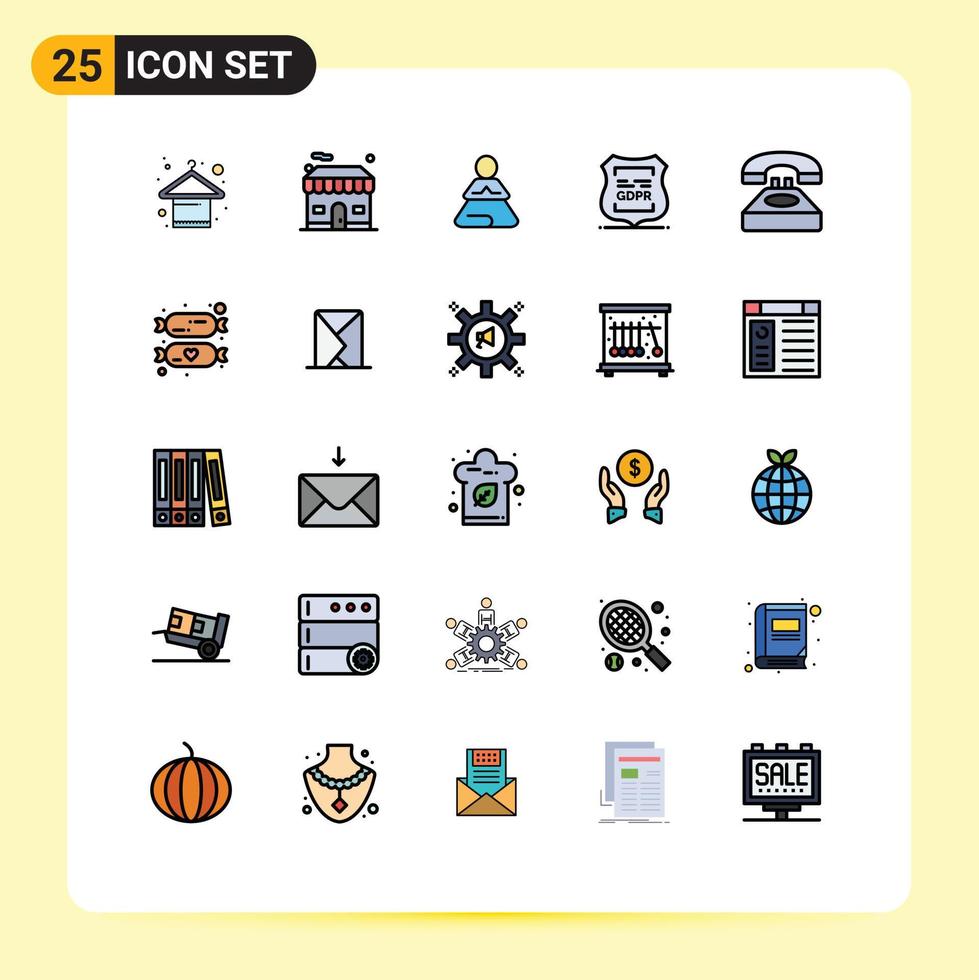 universal icono símbolos grupo de 25 moderno lleno línea plano colores de llamada intimidad rápido bloqueado datos intimidad editable vector diseño elementos