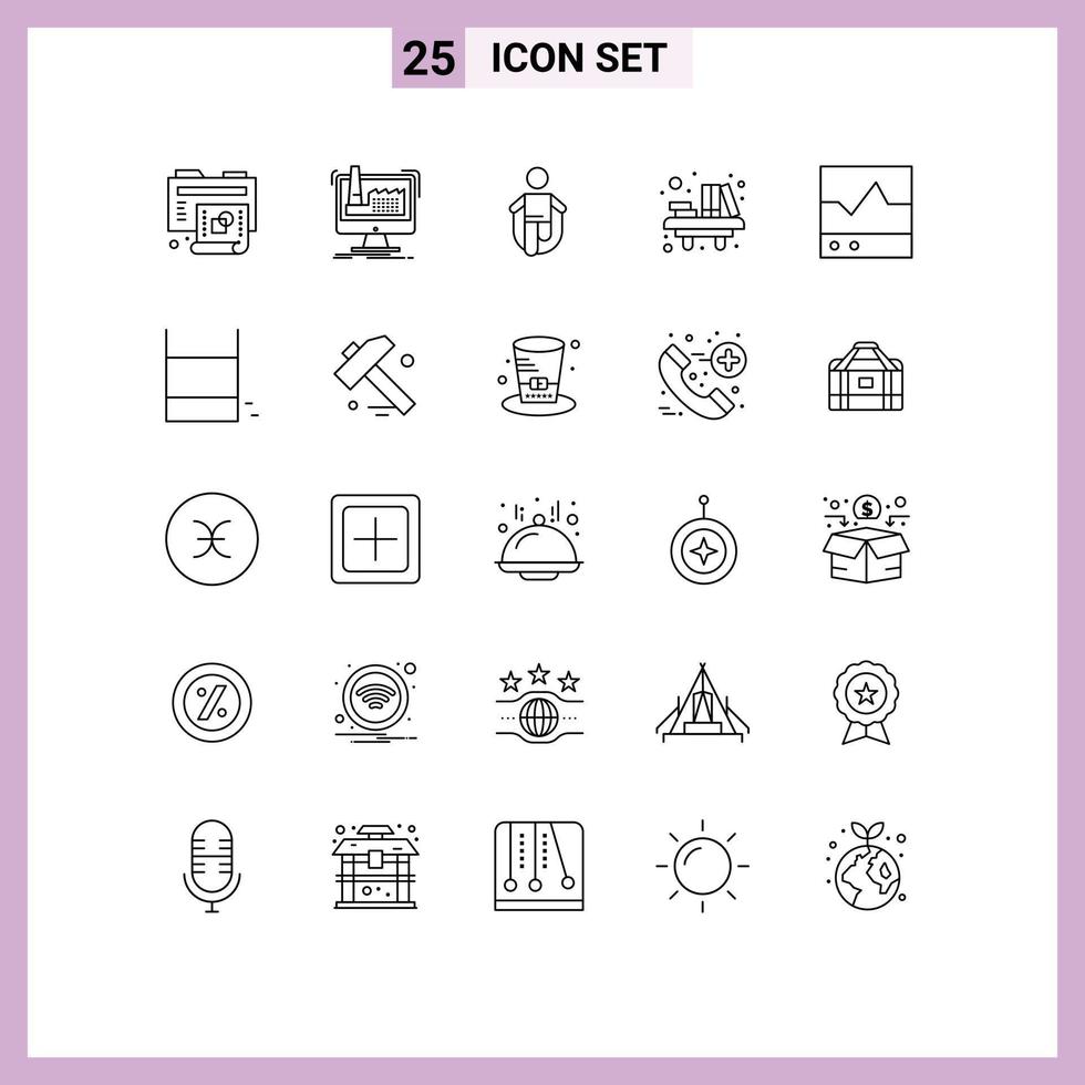 Modern Set of 25 Lines and symbols such as school education product desk rope Editable Vector Design Elements