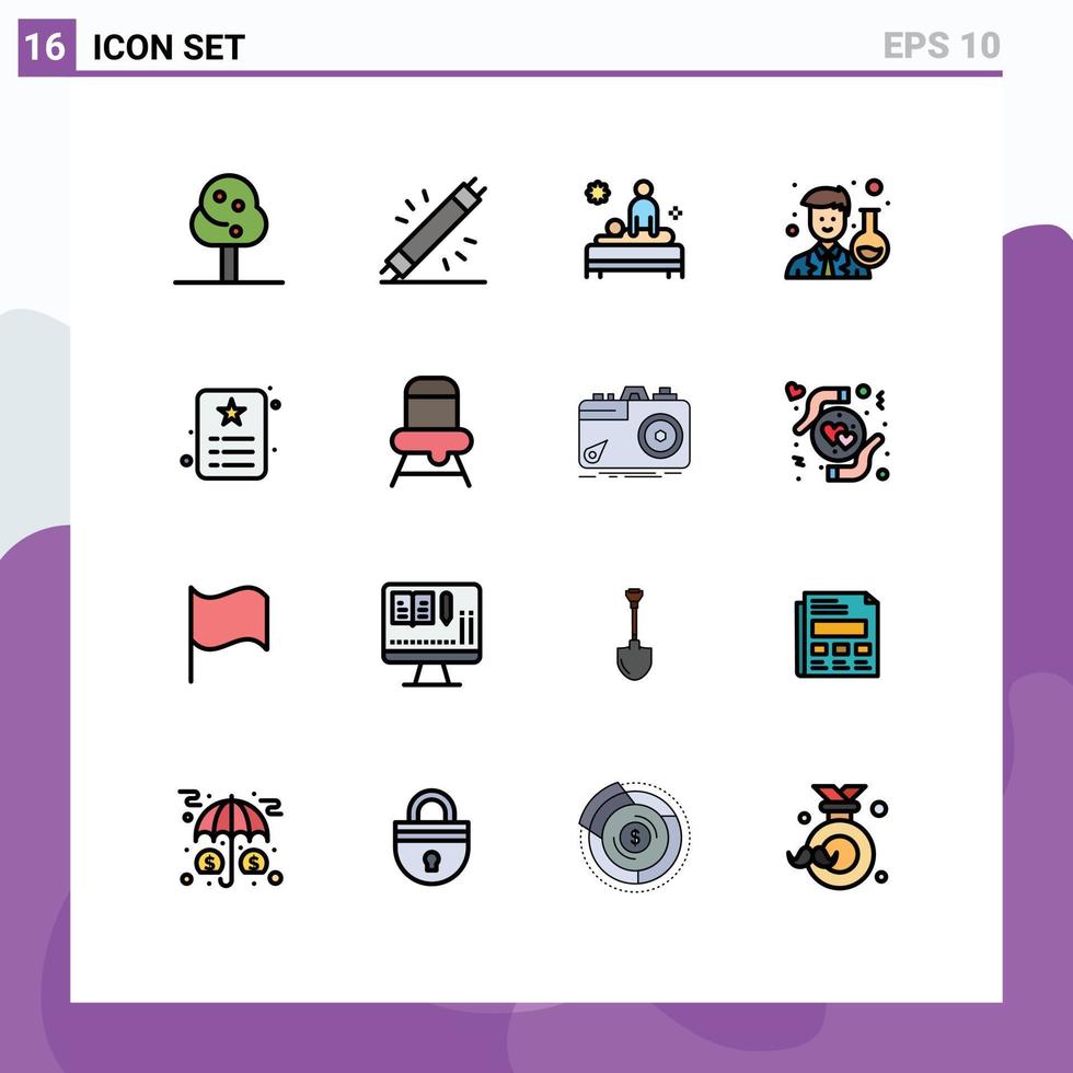 Universal Icon Symbols Group of 16 Modern Flat Color Filled Lines of card man back avatar spa Editable Creative Vector Design Elements