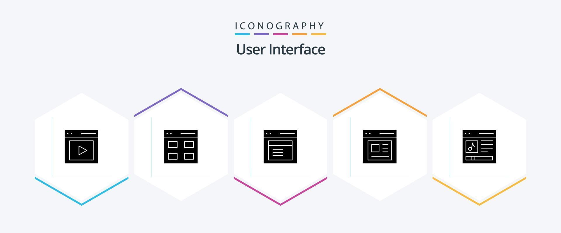 User Interface 25 Glyph icon pack including interface. communication. user. window. modal vector
