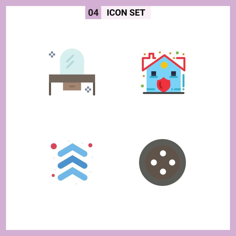 4 Flat Icon concept for Websites Mobile and Apps beauty arrow dresser house up Editable Vector Design Elements