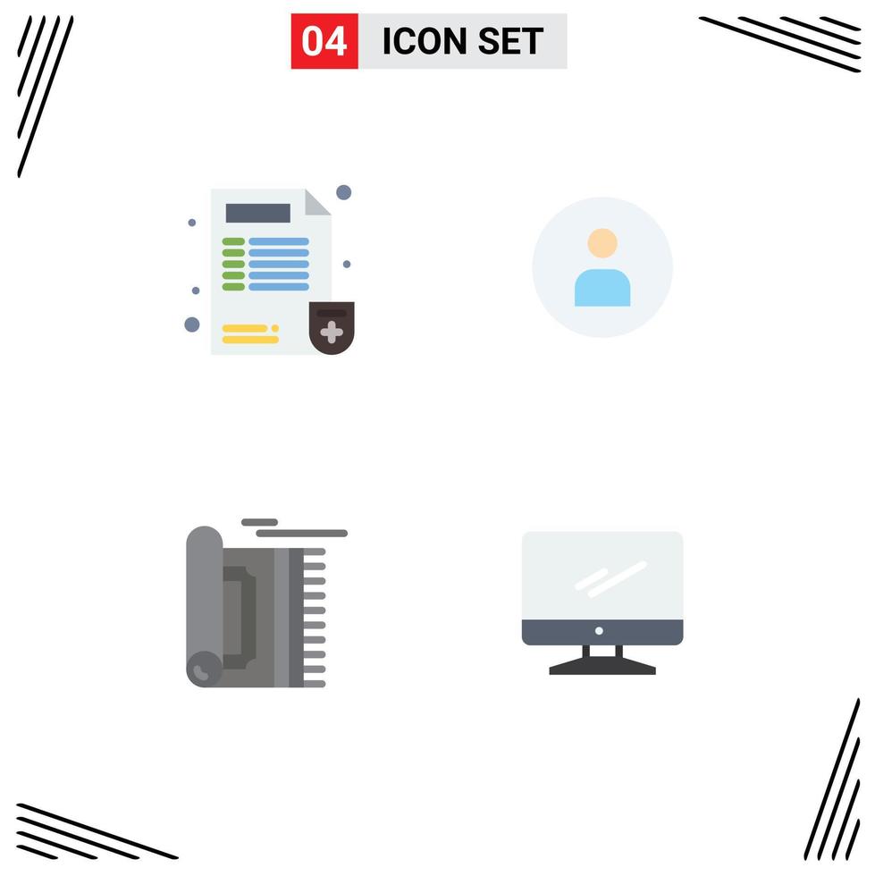 4 User Interface Flat Icon Pack of modern Signs and Symbols of doctor praying report basic pray Editable Vector Design Elements