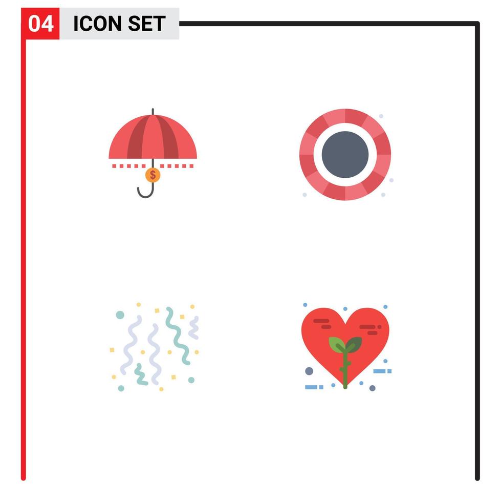 Set of 4 Modern UI Icons Symbols Signs for funds creative money security birthday Editable Vector Design Elements