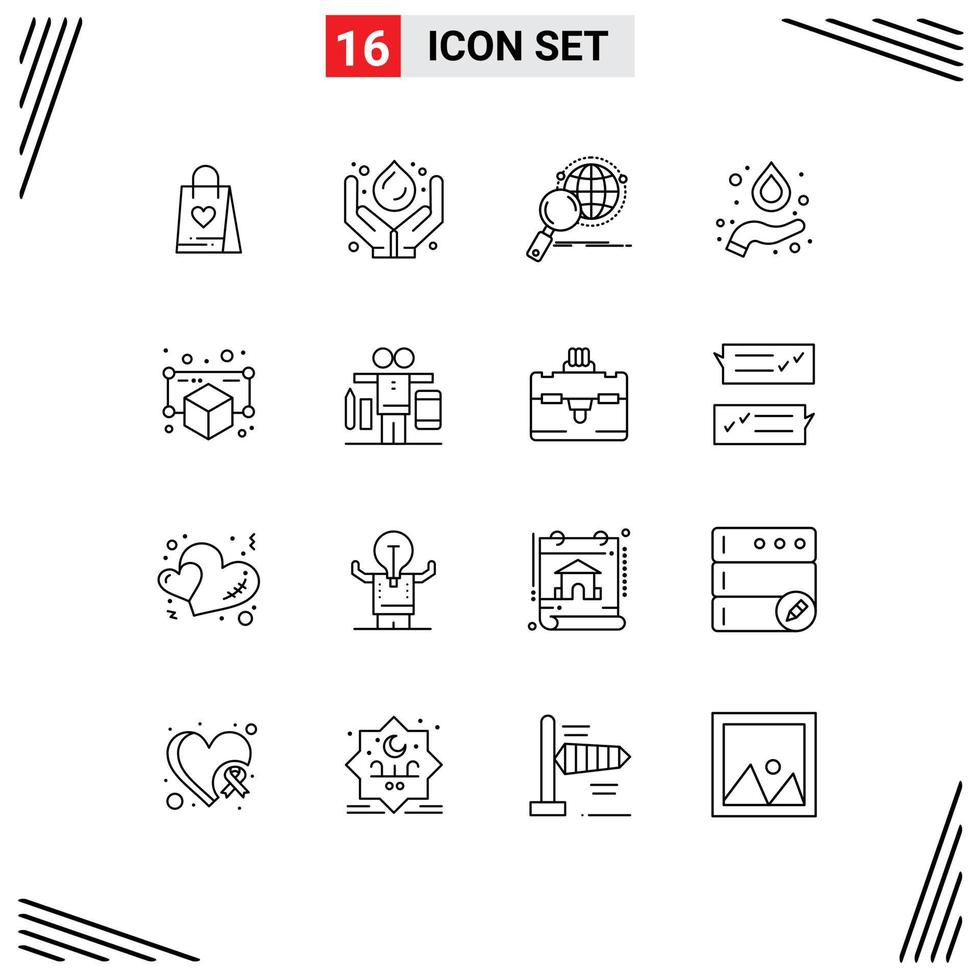16 Thematic Vector Outlines and Editable Symbols of gadget hydrogen renewable formula research Editable Vector Design Elements