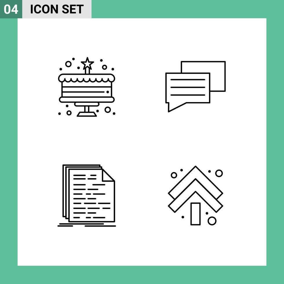 4 Line concept for Websites Mobile and Apps cake programming chat code arrow Editable Vector Design Elements
