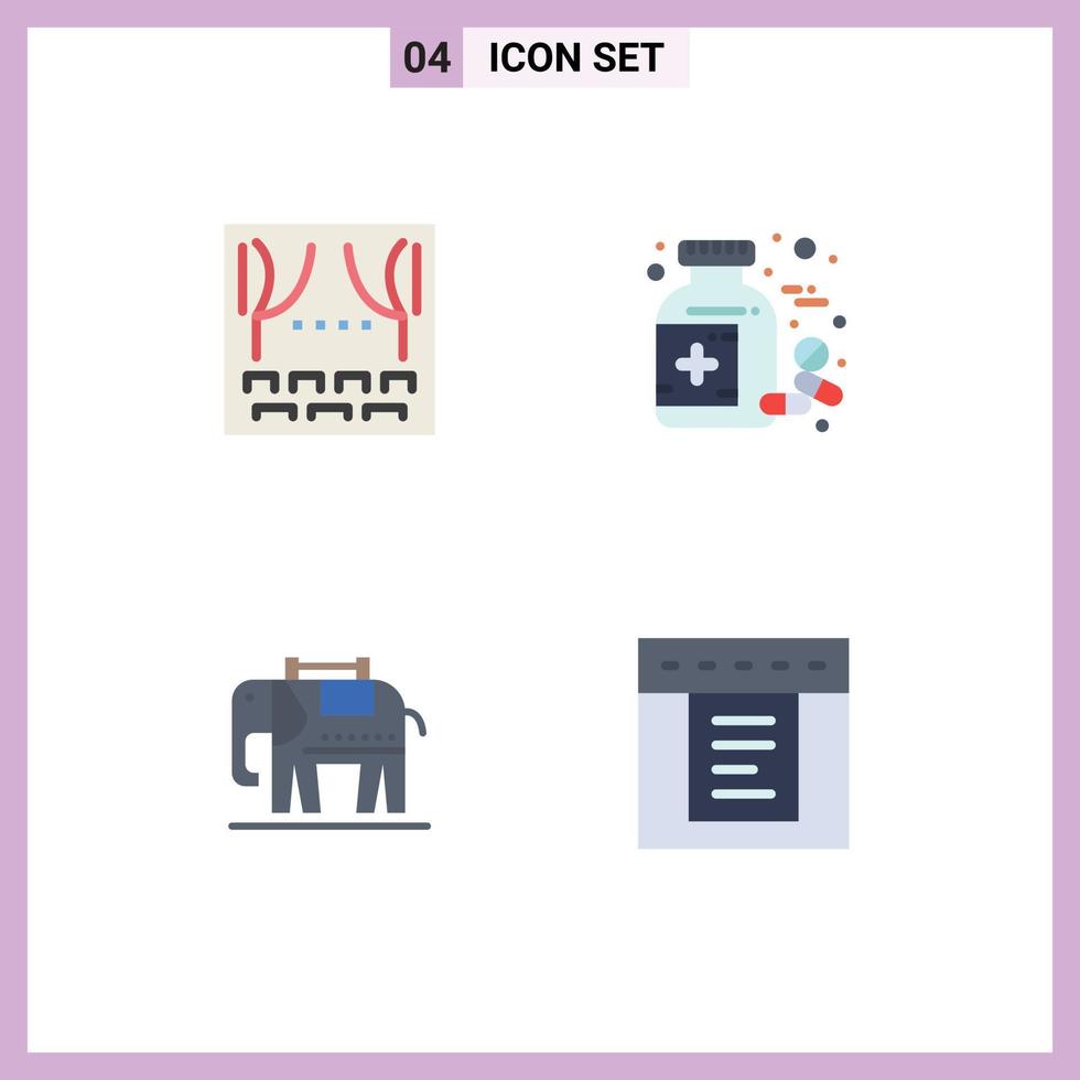 4 Universal Flat Icon Signs Symbols of celebration american theater pills dropdown Editable Vector Design Elements