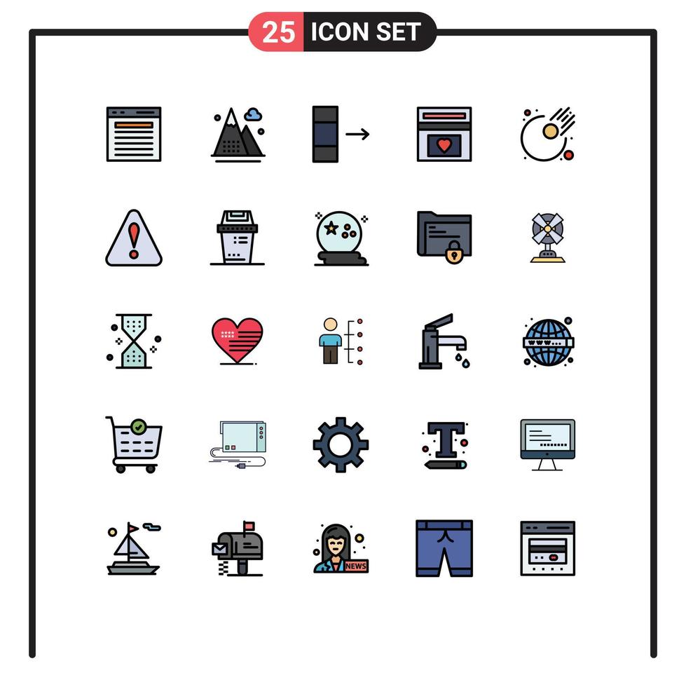 Set of 25 Modern UI Icons Symbols Signs for wedding fund money box mountains love export Editable Vector Design Elements