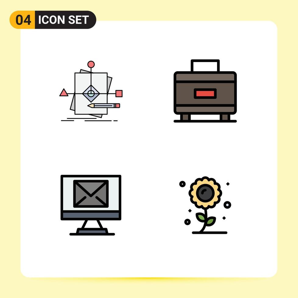 Mobile Interface Filledline Flat Color Set of 4 Pictograms of algorithm