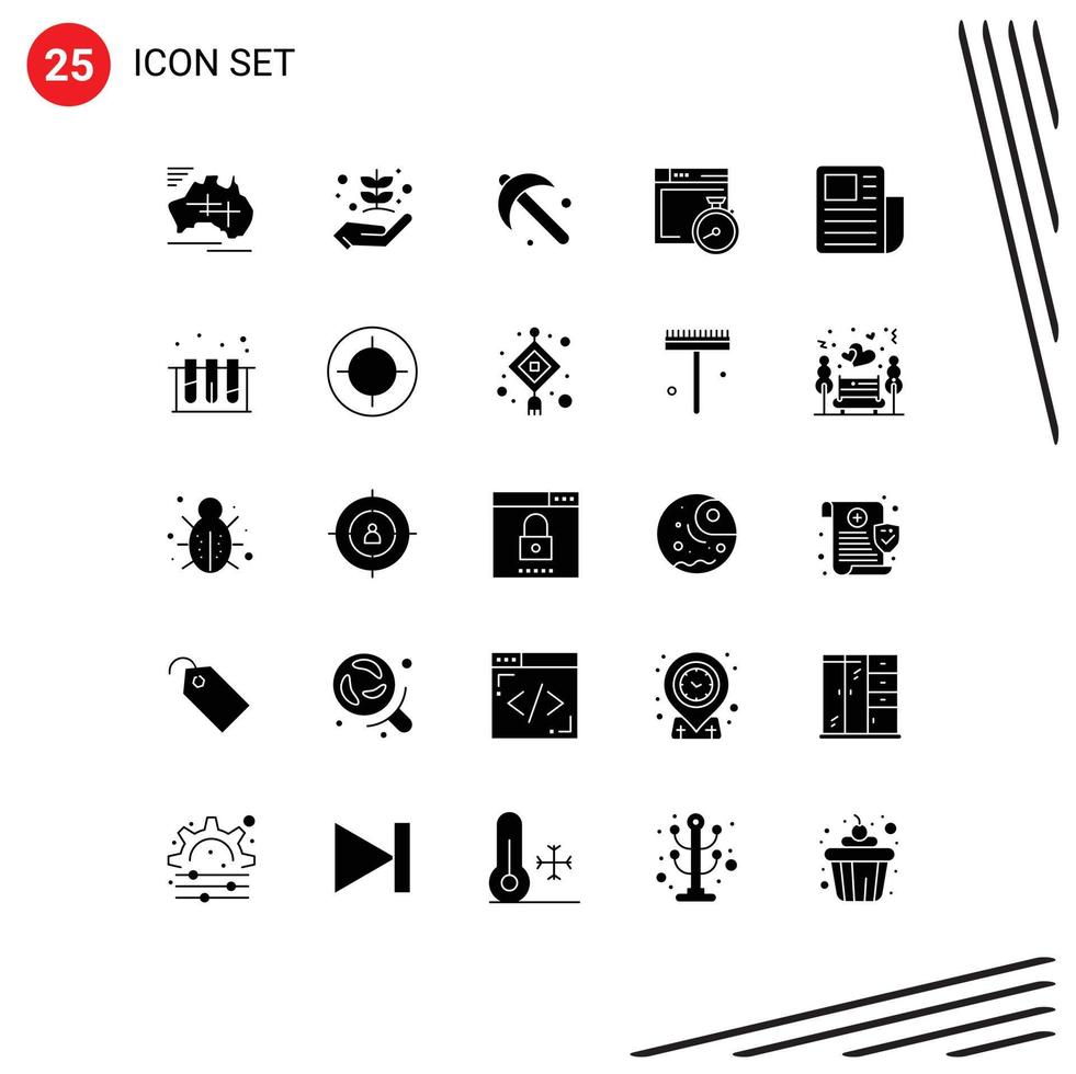 Modern Set of 25 Solid Glyphs Pictograph of computing brower give file spade Editable Vector Design Elements