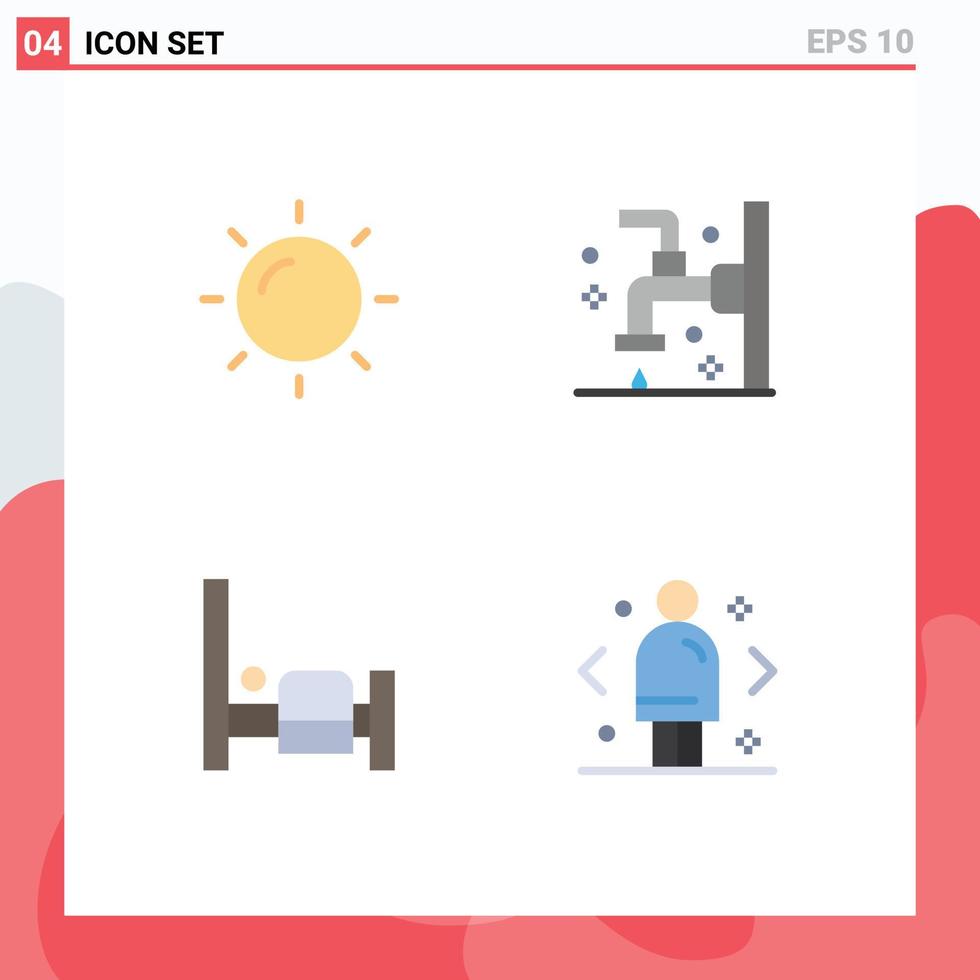 Flat Icon Pack of 4 Universal Symbols of holiday bed vacation cleaning people Editable Vector Design Elements