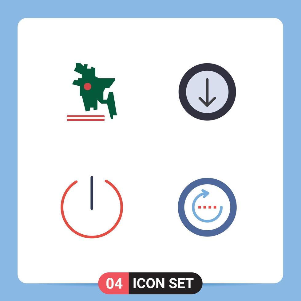 4 Universal Flat Icon Signs Symbols of map browser arrow off reload Editable Vector Design Elements