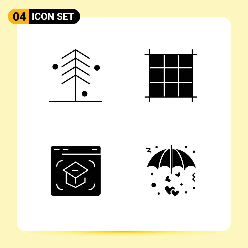 Thematic Vector Solid Glyphs and Editable Symbols of forest school tree internet love Editable Vector Design Elements