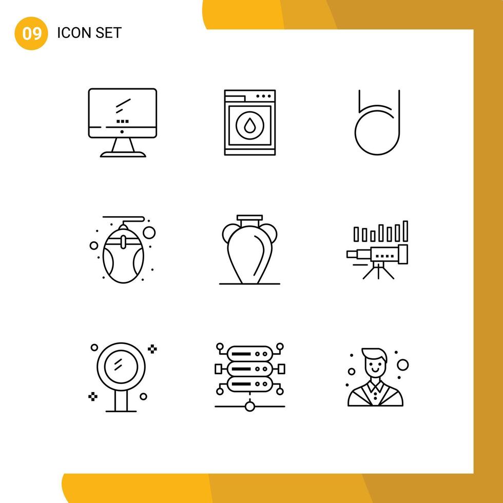 9 User Interface Outline Pack of modern Signs and Symbols of culture mouse robbot hardware crypto currency Editable Vector Design Elements