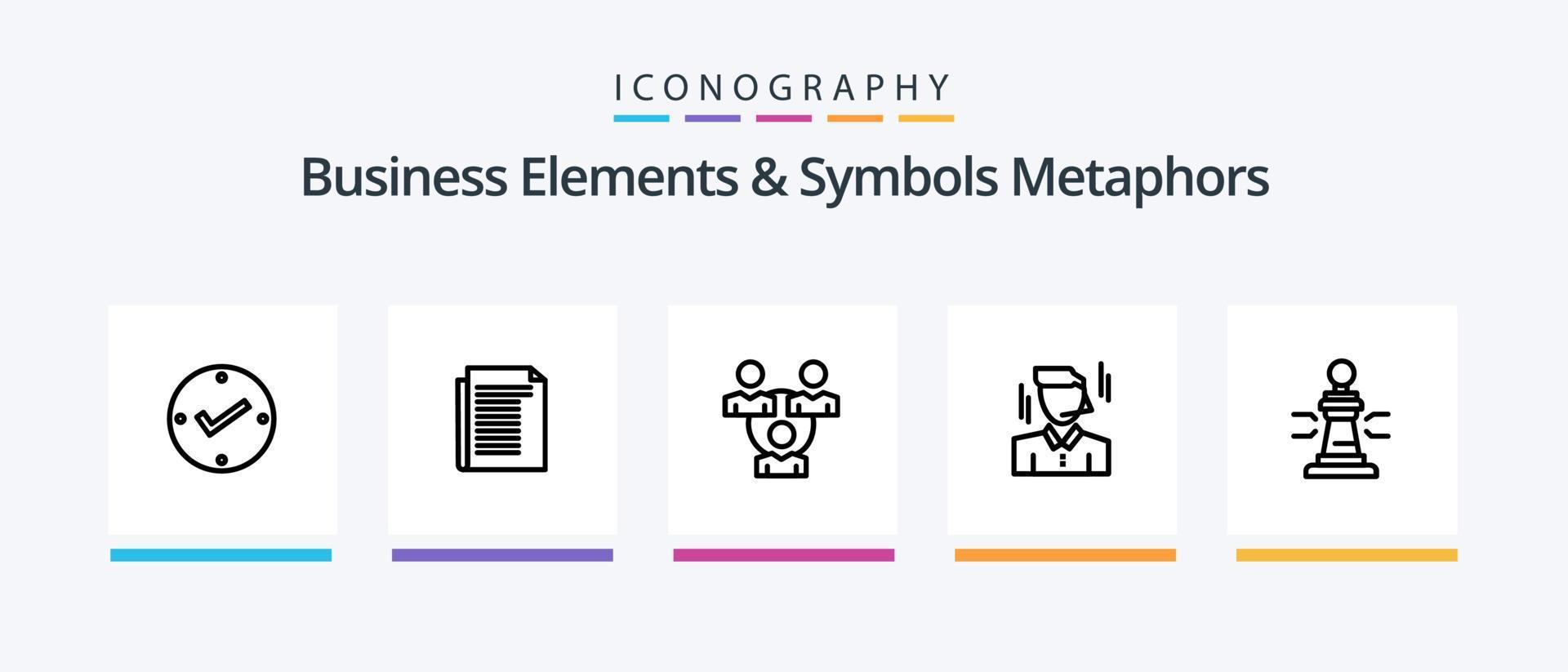 Business Elements And Symbols Metaphors Line 5 Icon Pack Including report. report. dinner. note. communication. Creative Icons Design vector