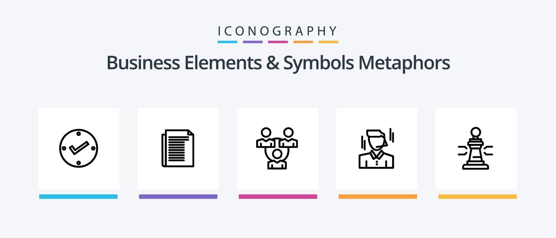 negocio elementos y símbolos metáforas línea 5 5 icono paquete incluso informe. informe. cena. nota. comunicación. creativo íconos diseño vector