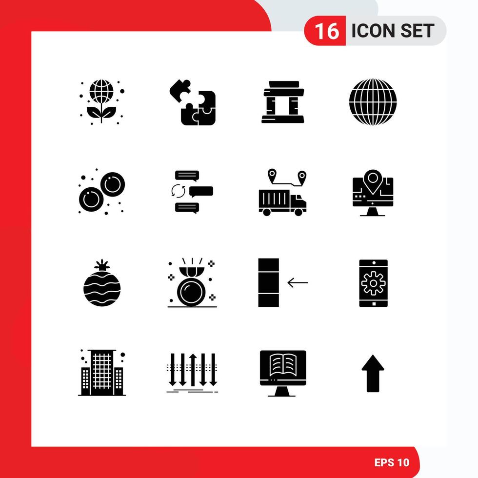 16 Universal Solid Glyph Signs Symbols of laboratory biology square internet global Editable Vector Design Elements