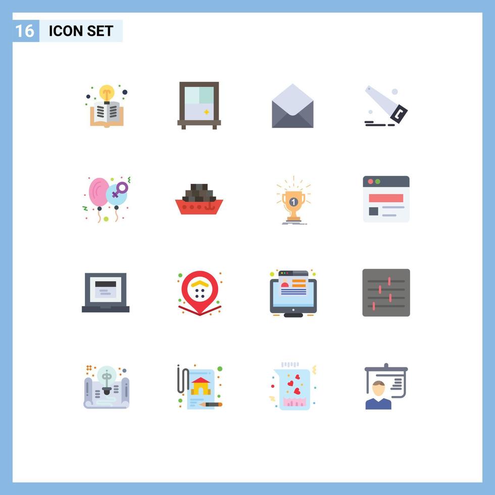 16 Flat Color concept for Websites Mobile and Apps cargo love message happy balloon Editable Pack of Creative Vector Design Elements