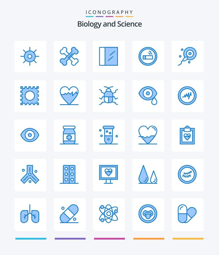 Creative Biology 25 Blue icon pack  Such As drug. sperms. cocaine. fertilization. lab vector