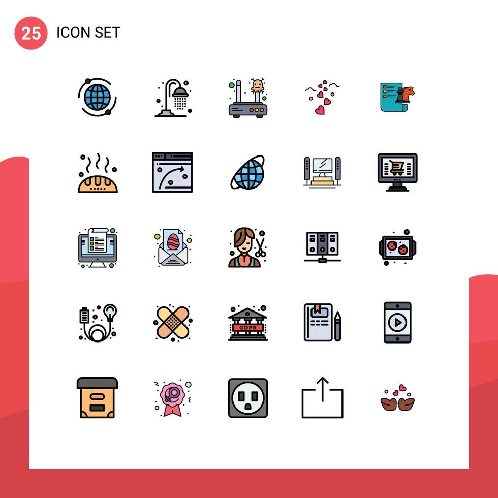 Set of 25 Modern UI Icons Symbols Signs for strategy chess lost wedding love Editable Vector Design Elements