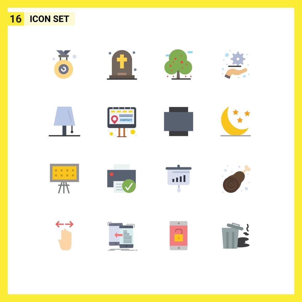 Set of 16 Modern UI Icons Symbols Signs for lamp design beach plan control Editable Pack of Creative Vector Design Elements