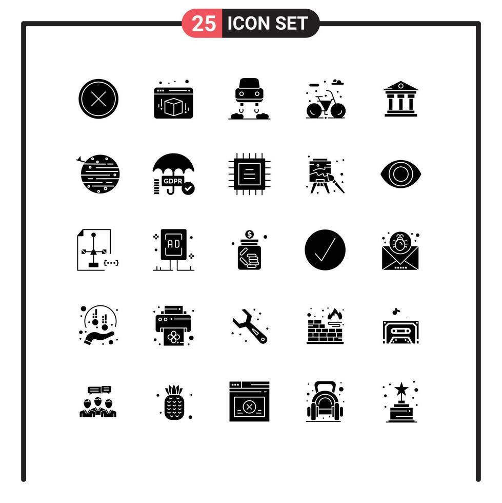 Set of 25 Modern UI Icons Symbols Signs for service building car bank life Editable Vector Design Elements