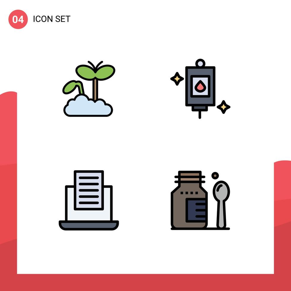 Universal Icon Symbols Group of 4 Modern Filledline Flat Colors of growth mail plant perfusion healthcare Editable Vector Design Elements