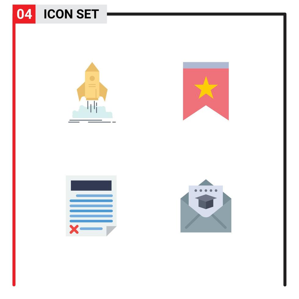 4 User Interface Flat Icon Pack of modern Signs and Symbols of launch contract shuttle decoration document Editable Vector Design Elements