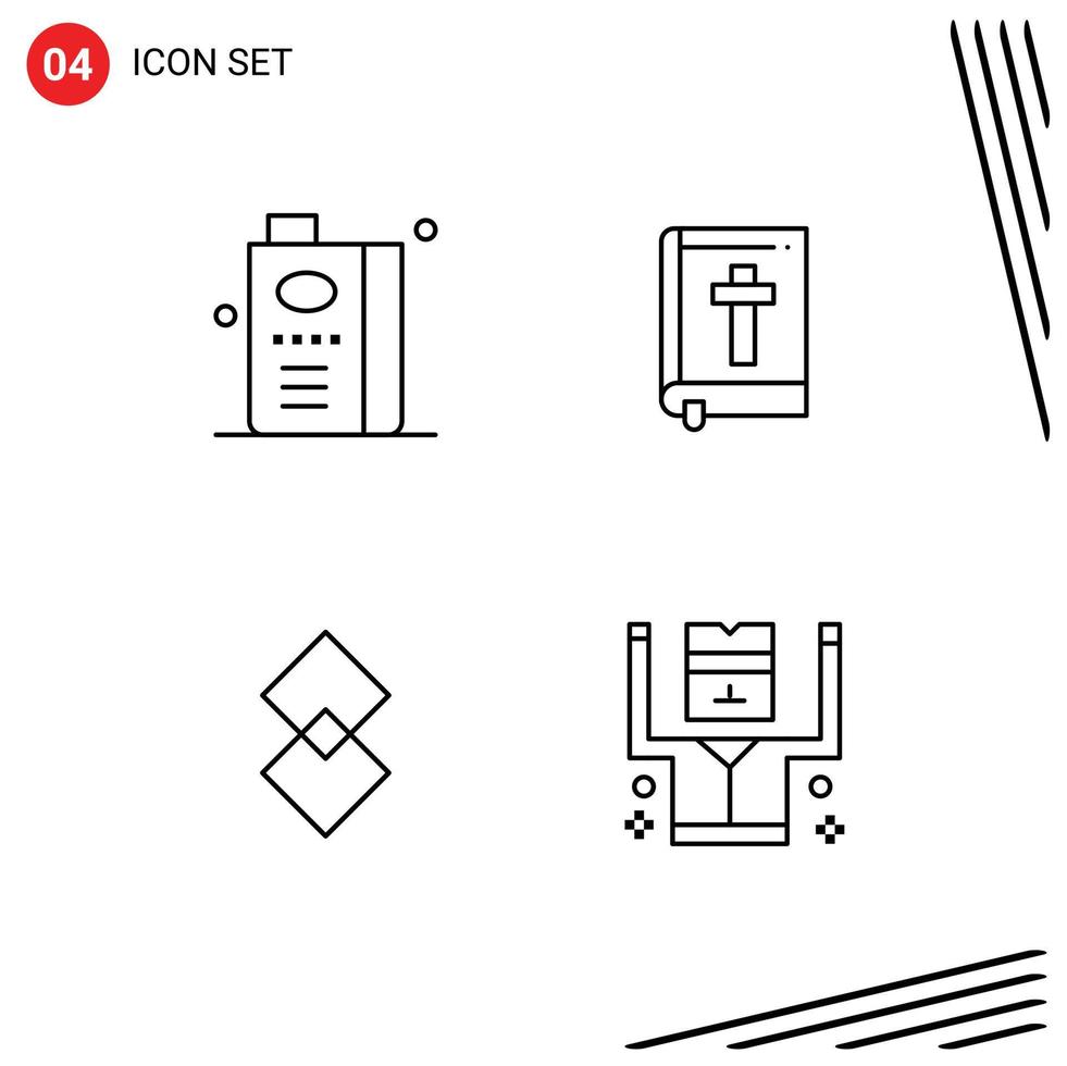 Pack of 4 Modern Filledline Flat Colors Signs and Symbols for Web Print Media such as and shift fruit book crypto Editable Vector Design Elements