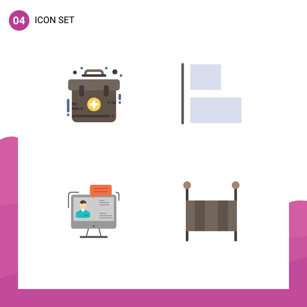 4 Universal Flat Icon Signs Symbols of aid consulting kit left meeting Editable Vector Design Elements