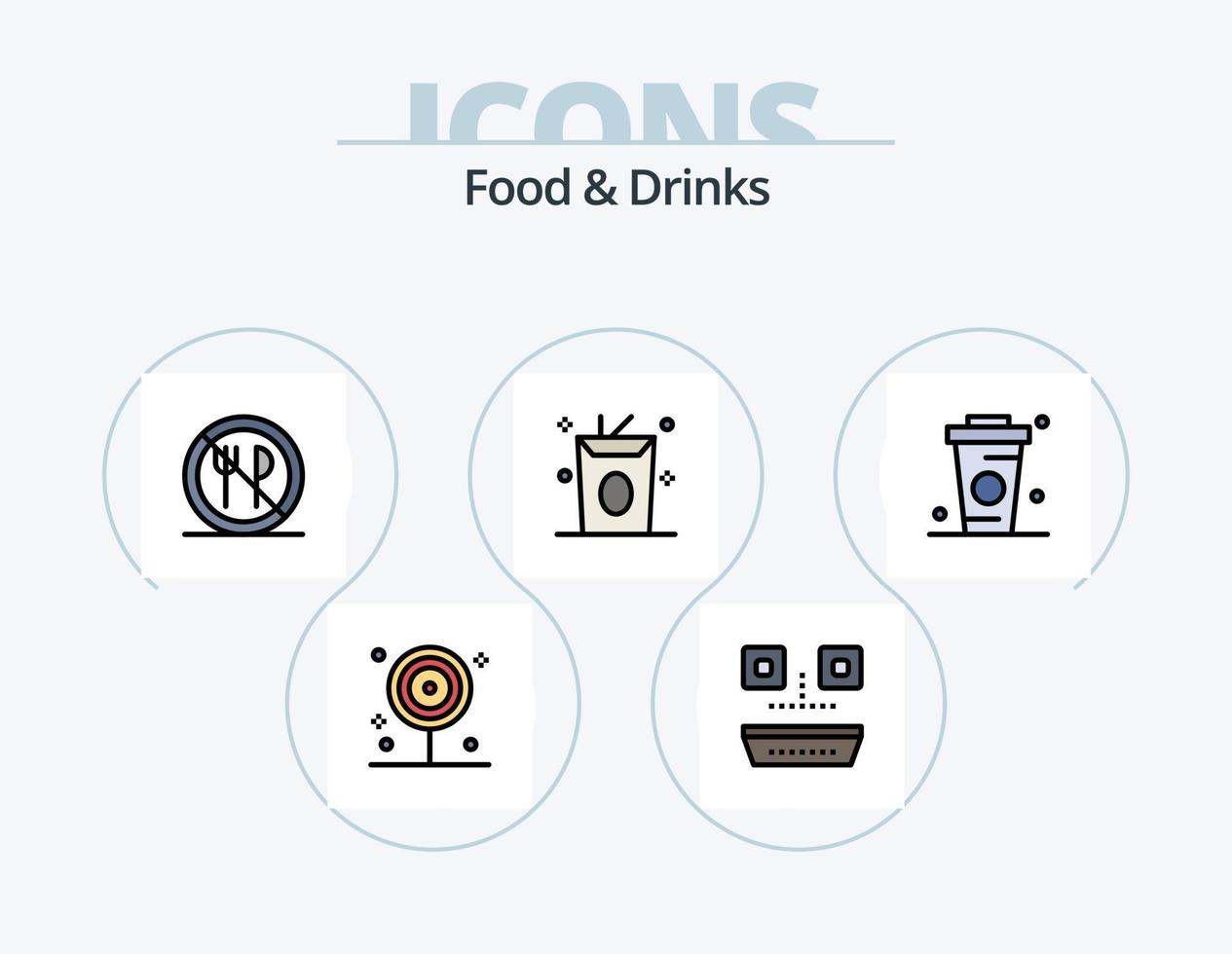 comida y bebidas línea lleno icono paquete 5 5 icono diseño. vaso. bebidas cocina. leche. comida vector
