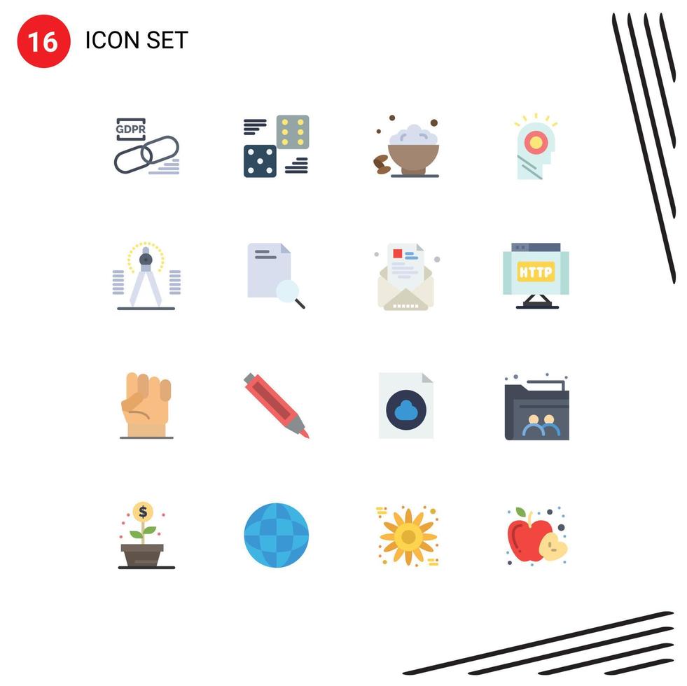 Modern Set of 16 Flat Colors Pictograph of man idea six open sweet Editable Pack of Creative Vector Design Elements