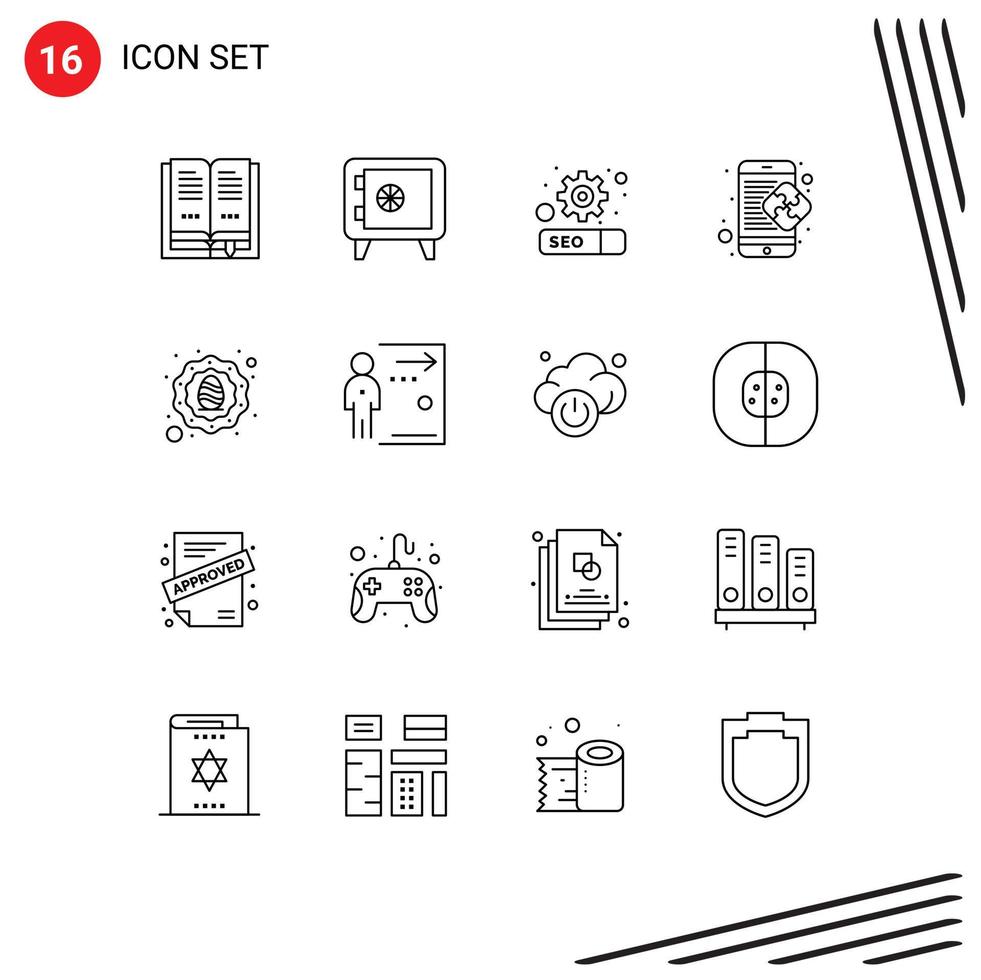 Stock Vector Icon Pack of 16 Line Signs and Symbols for egg wreath setting holidays mobile Editable Vector Design Elements