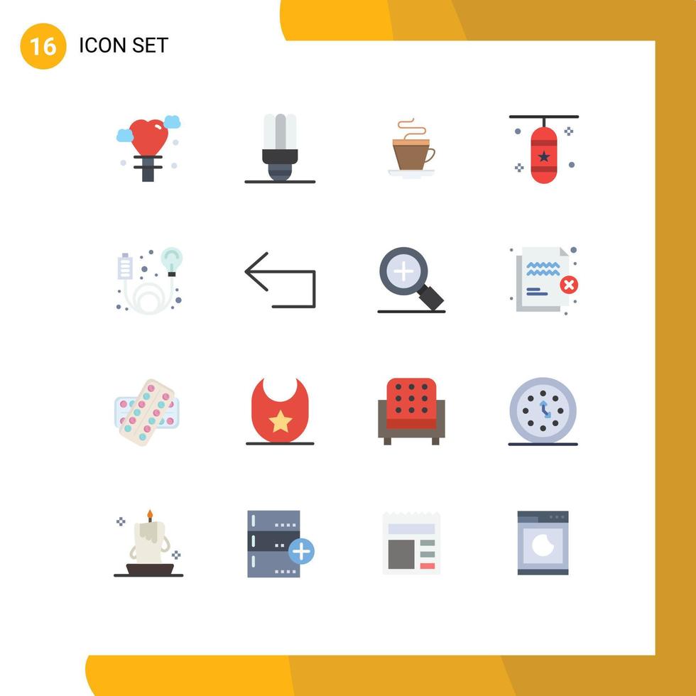 Modern Set of 16 Flat Colors Pictograph of element adapter coffee sports punching box Editable Pack of Creative Vector Design Elements