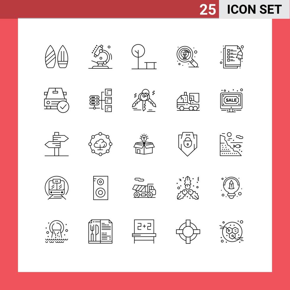 Universal Icon Symbols Group of 25 Modern Lines of checklist search city idea design Editable Vector Design Elements