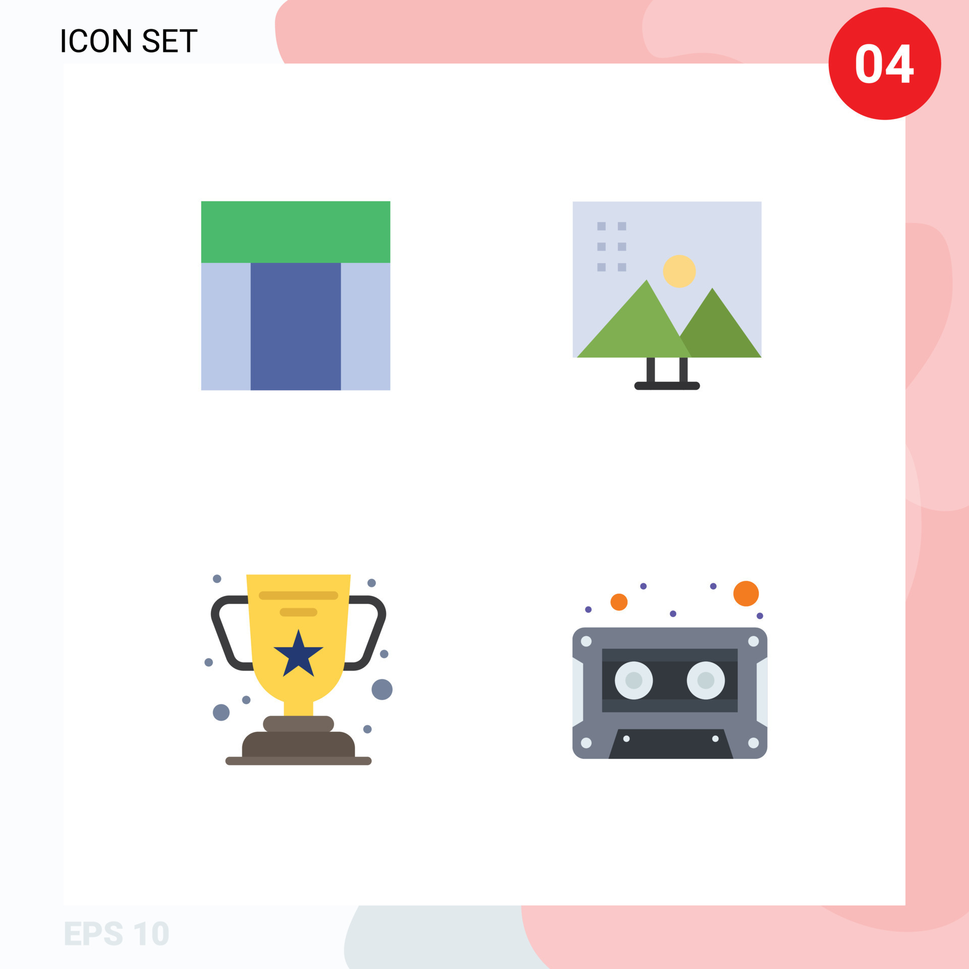 Flat Icon Pack of 4 Universal Symbols of layout achievement