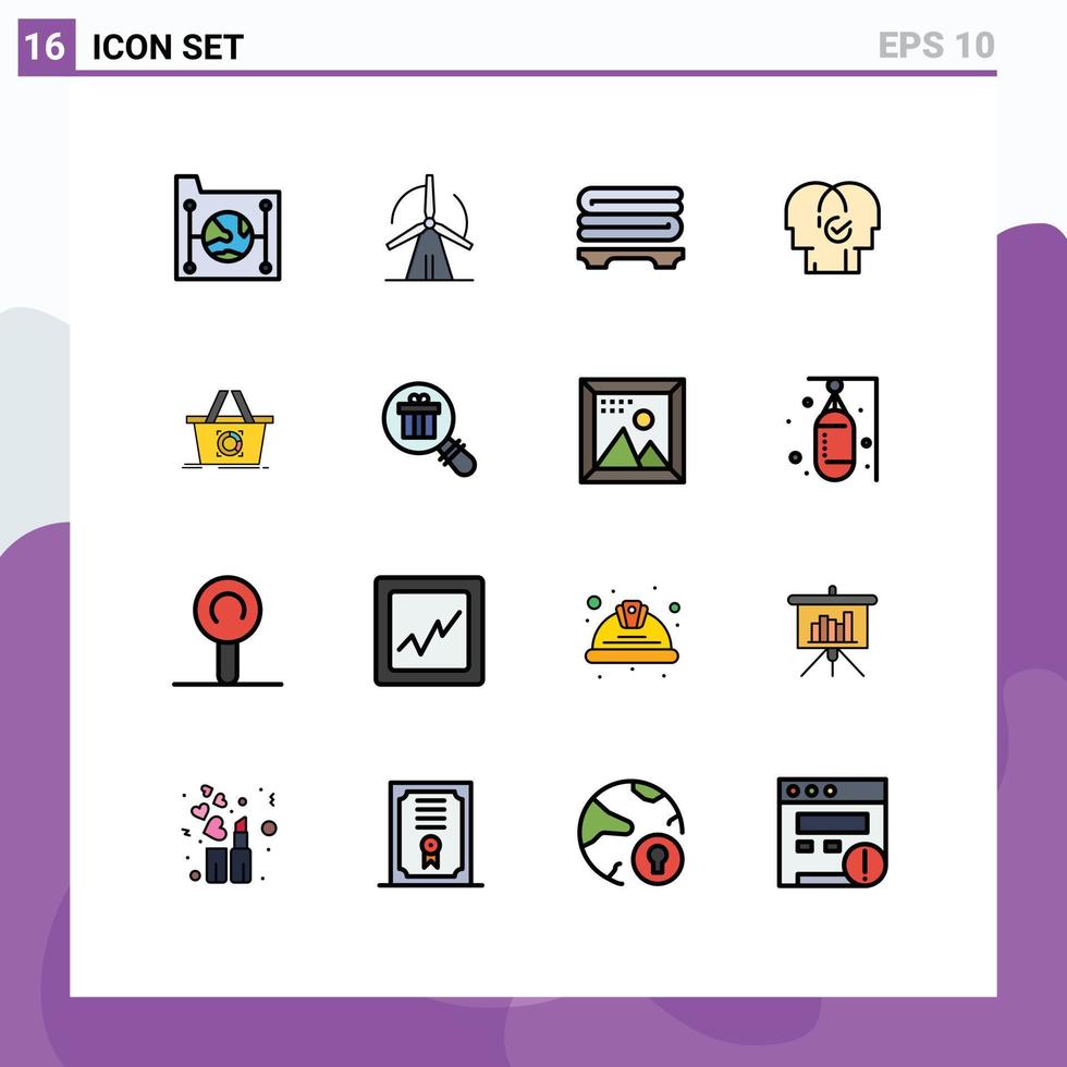 Universal Icon Symbols Group of 16 Modern Flat Color Filled Lines of cart resources power modern business Editable Creative Vector Design Elements