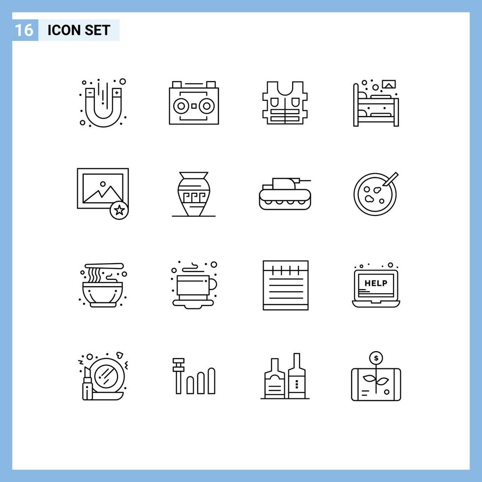 16 Outline concept for Websites Mobile and Apps image sleep sound recording hostel bed Editable Vector Design Elements