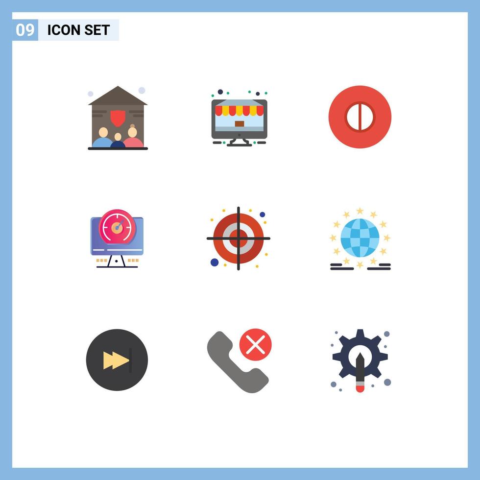 Stock Vector Icon Pack of 9 Line Signs and Symbols for shape circular ancient location computer Editable Vector Design Elements