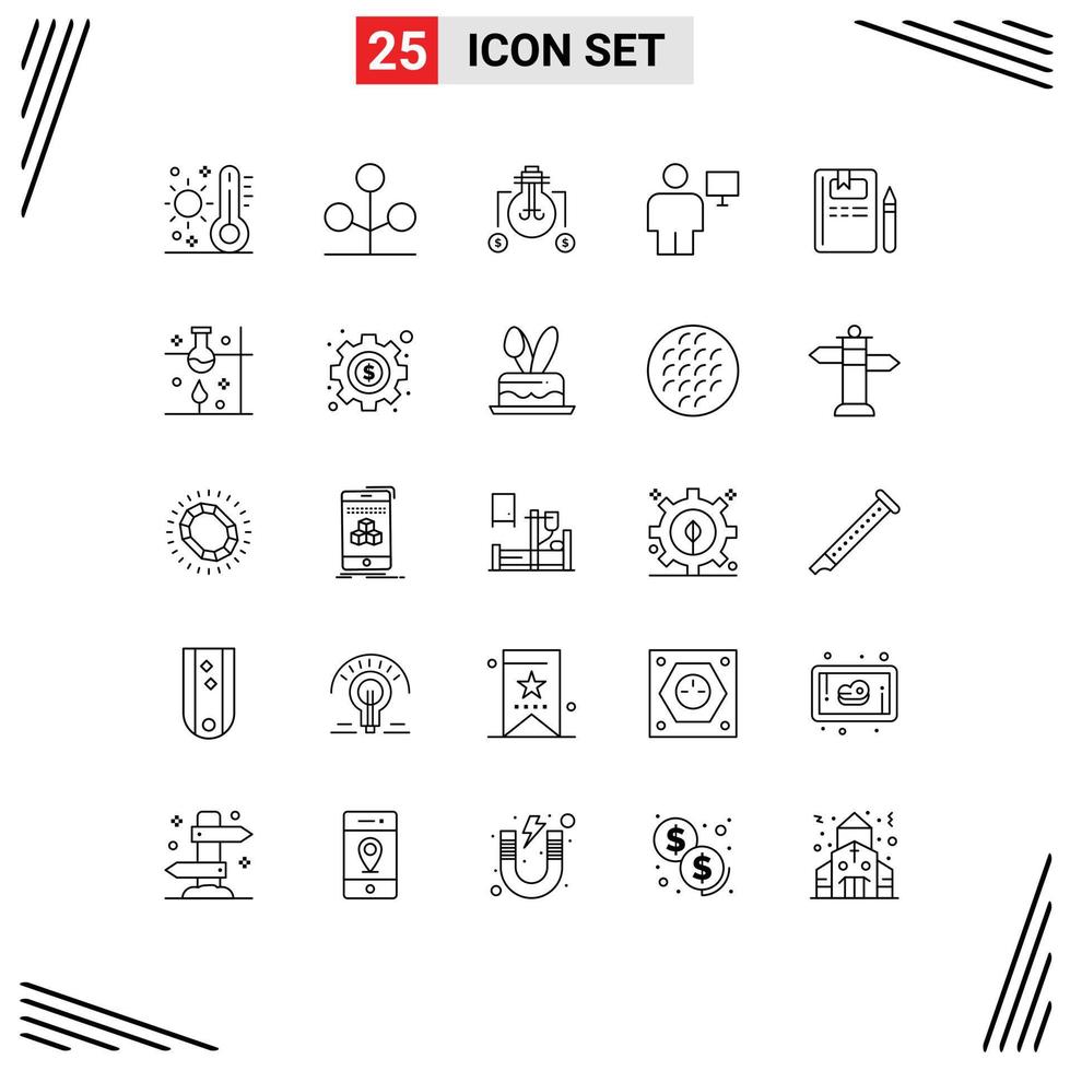Modern Set of 25 Lines and symbols such as screen computer tree body dollar Editable Vector Design Elements