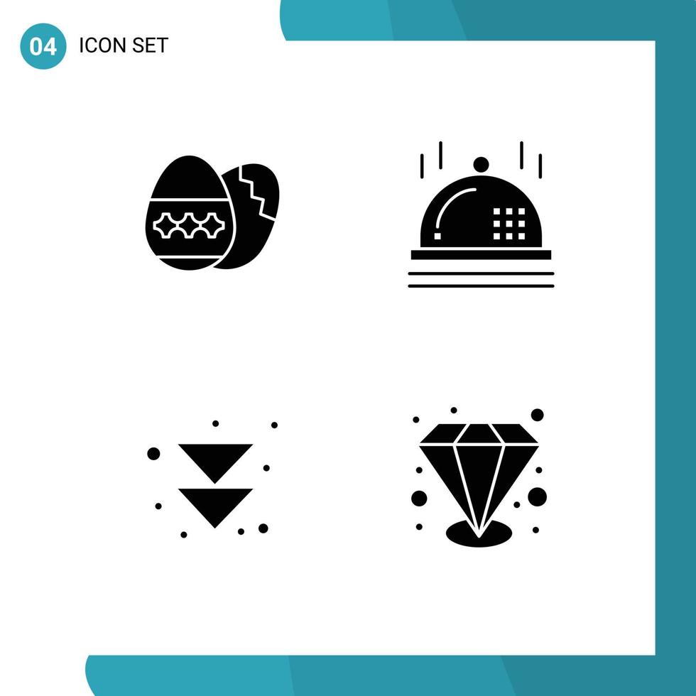 4 Universal Solid Glyph Signs Symbols of easter egg next holidays dinner quality Editable Vector Design Elements