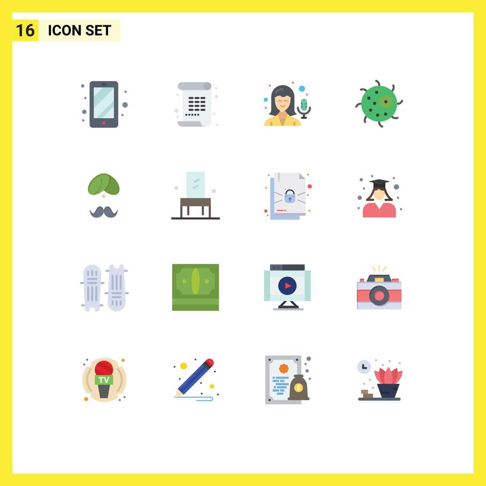 Editable Vector Line Pack of 16 Simple Flat Colors of man india microphone hindu cell Editable Pack of Creative Vector Design Elements