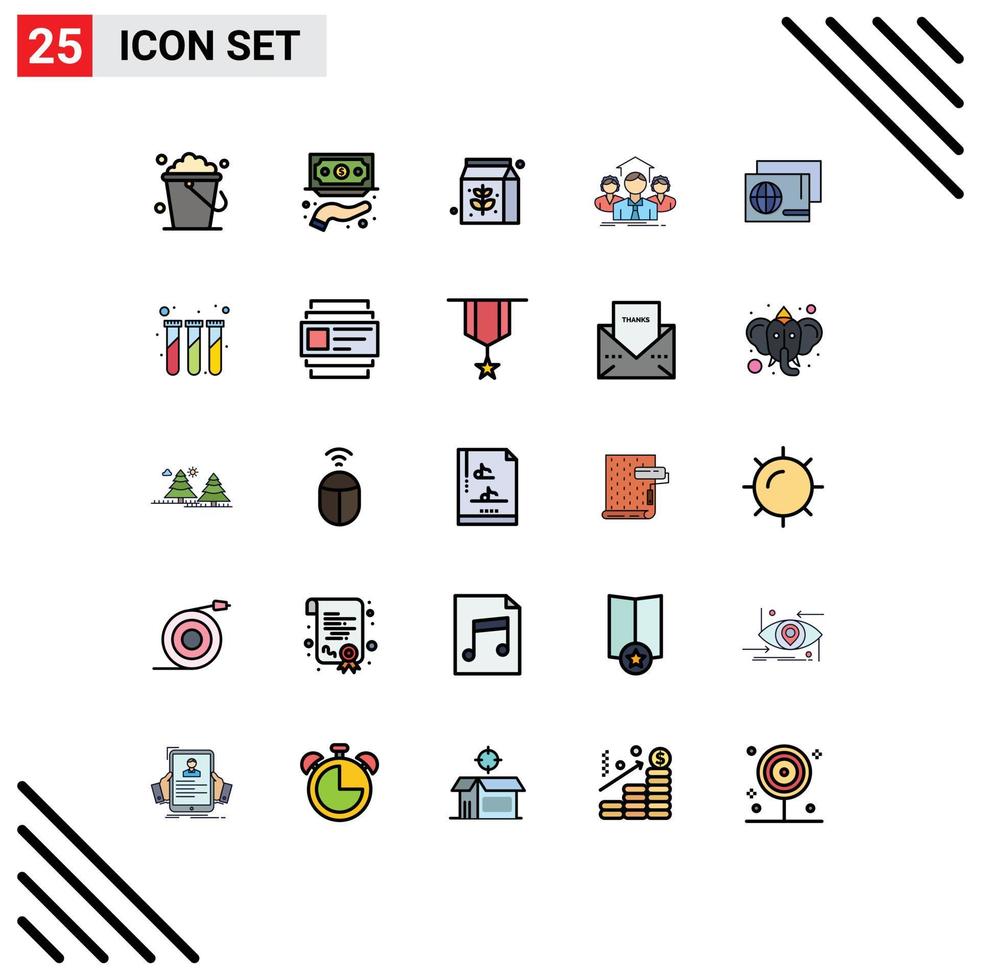 Pictogram Set of 25 Simple Filled line Flat Colors of identity group service teamwork team Editable Vector Design Elements